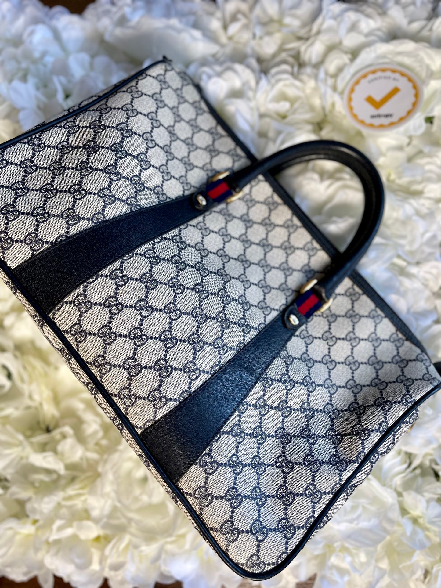 Gucci GG Doctor Bag Navy Blue and Red- Vintage