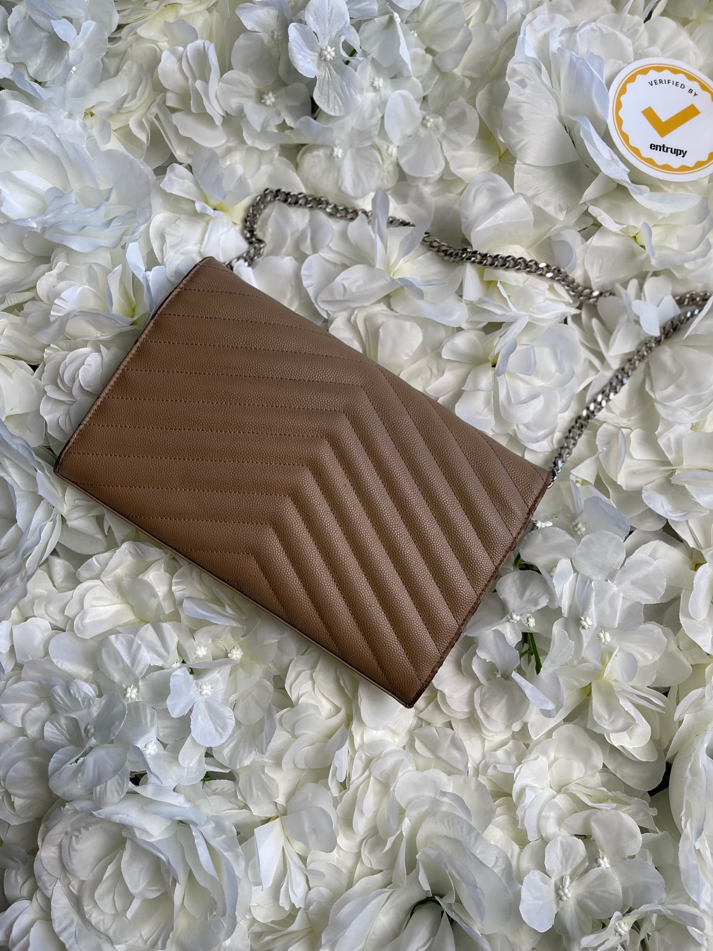 Saint Laurent Cassandre Crossbody Handbag in Tan