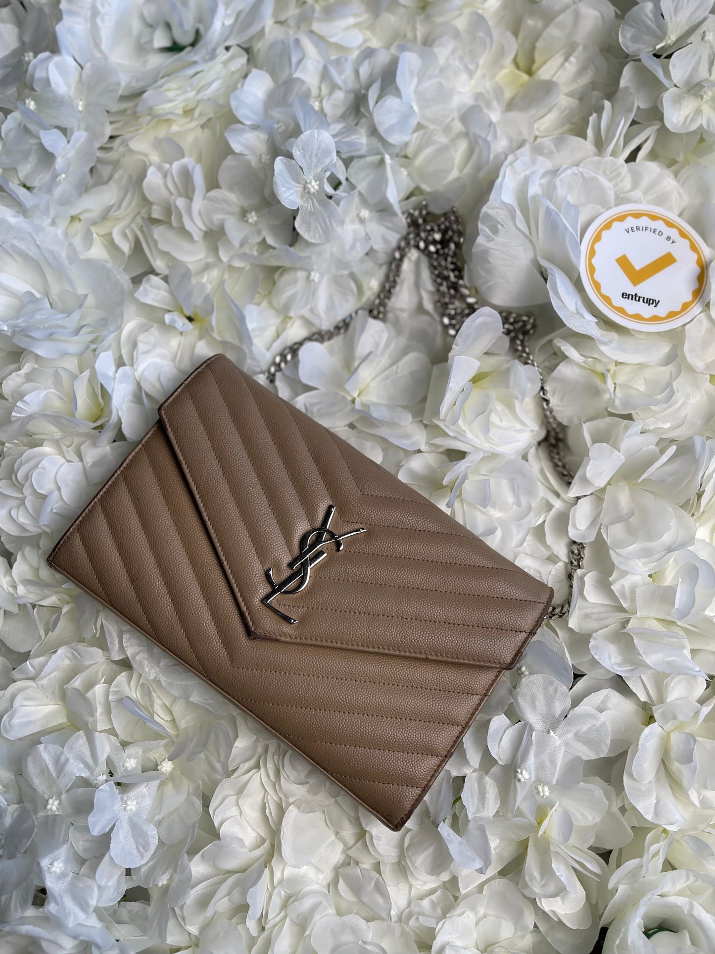 Saint Laurent Cassandre Crossbody Handbag in Tan