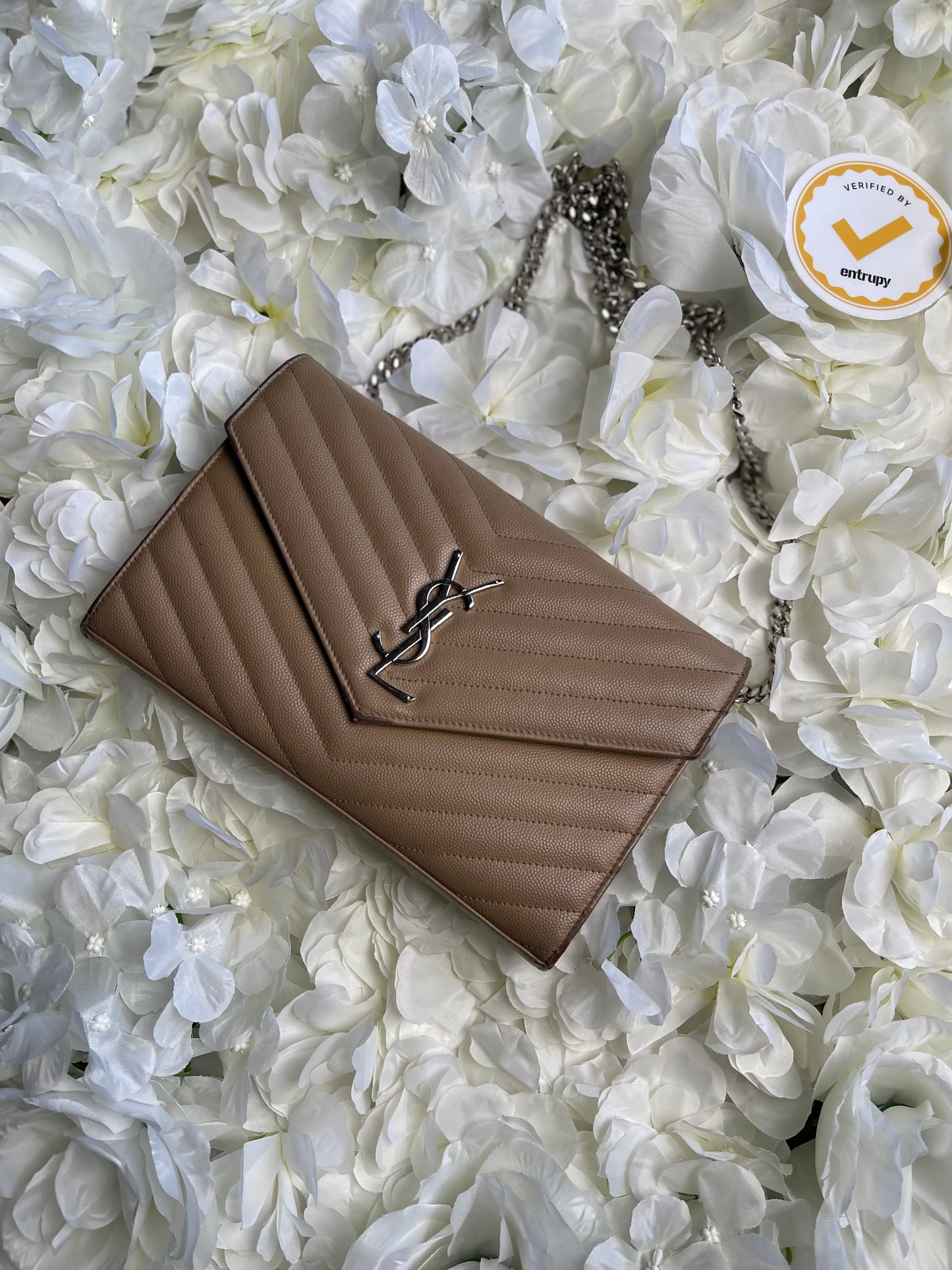 Saint Laurent Cassandre Crossbody Handbag in Tan