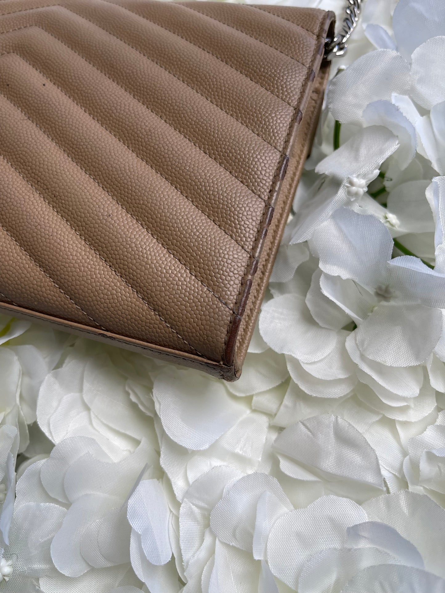 Saint Laurent Cassandre Crossbody Handbag in Tan