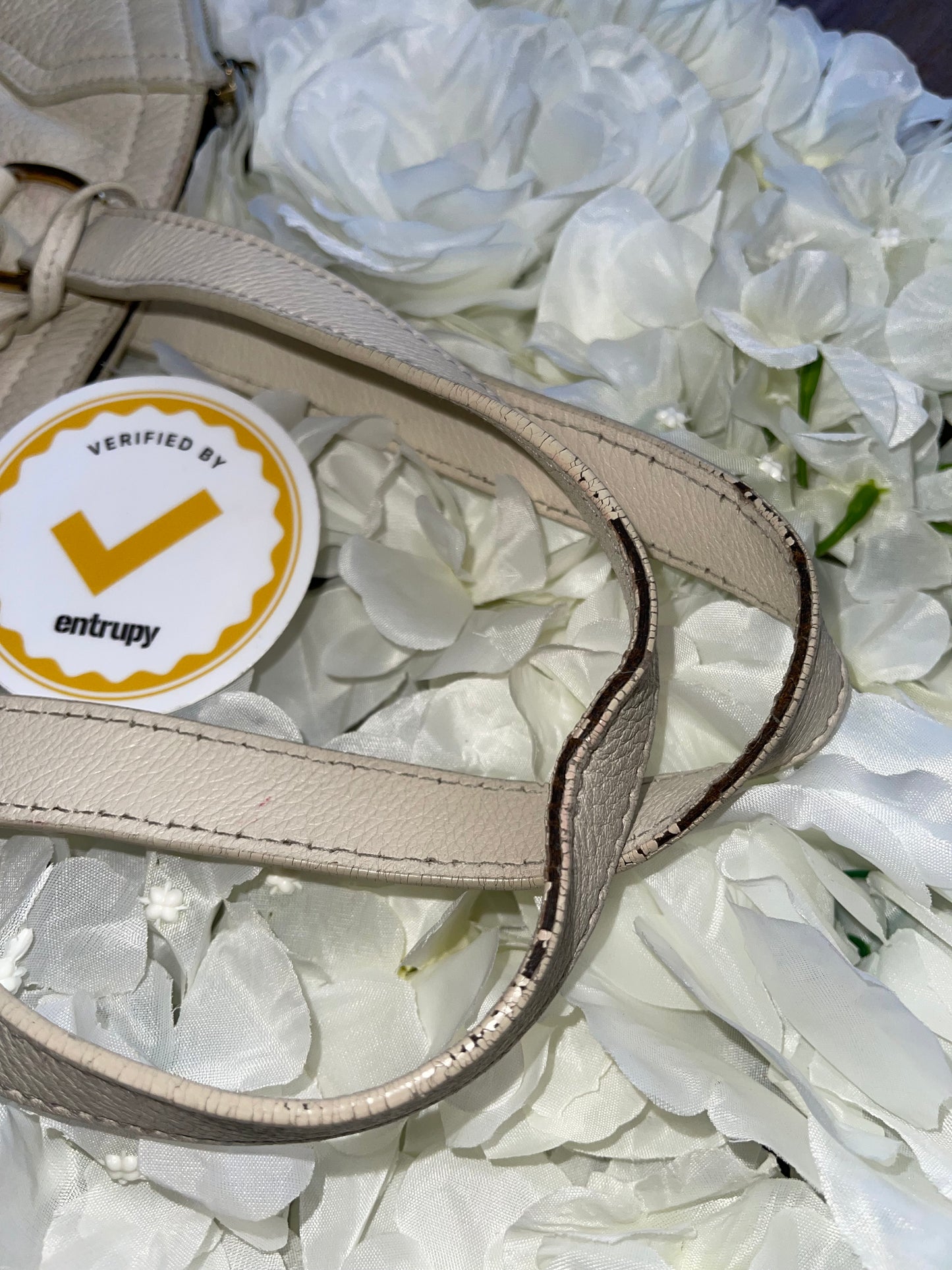 Yves Saint Laurent Rive Gauche Downtown Crème Leather Handbag- Vintage