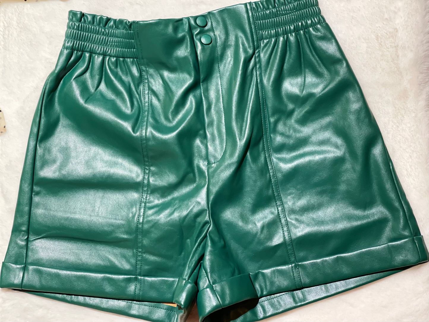 Sassy Green Faux Leather Shorts