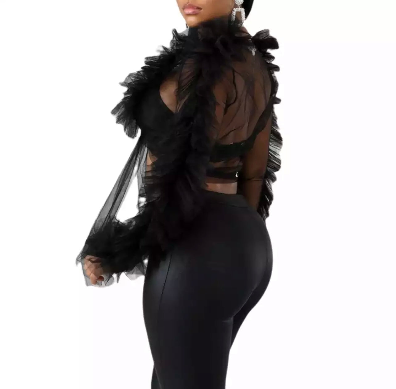 Fancy Black Tulle Top