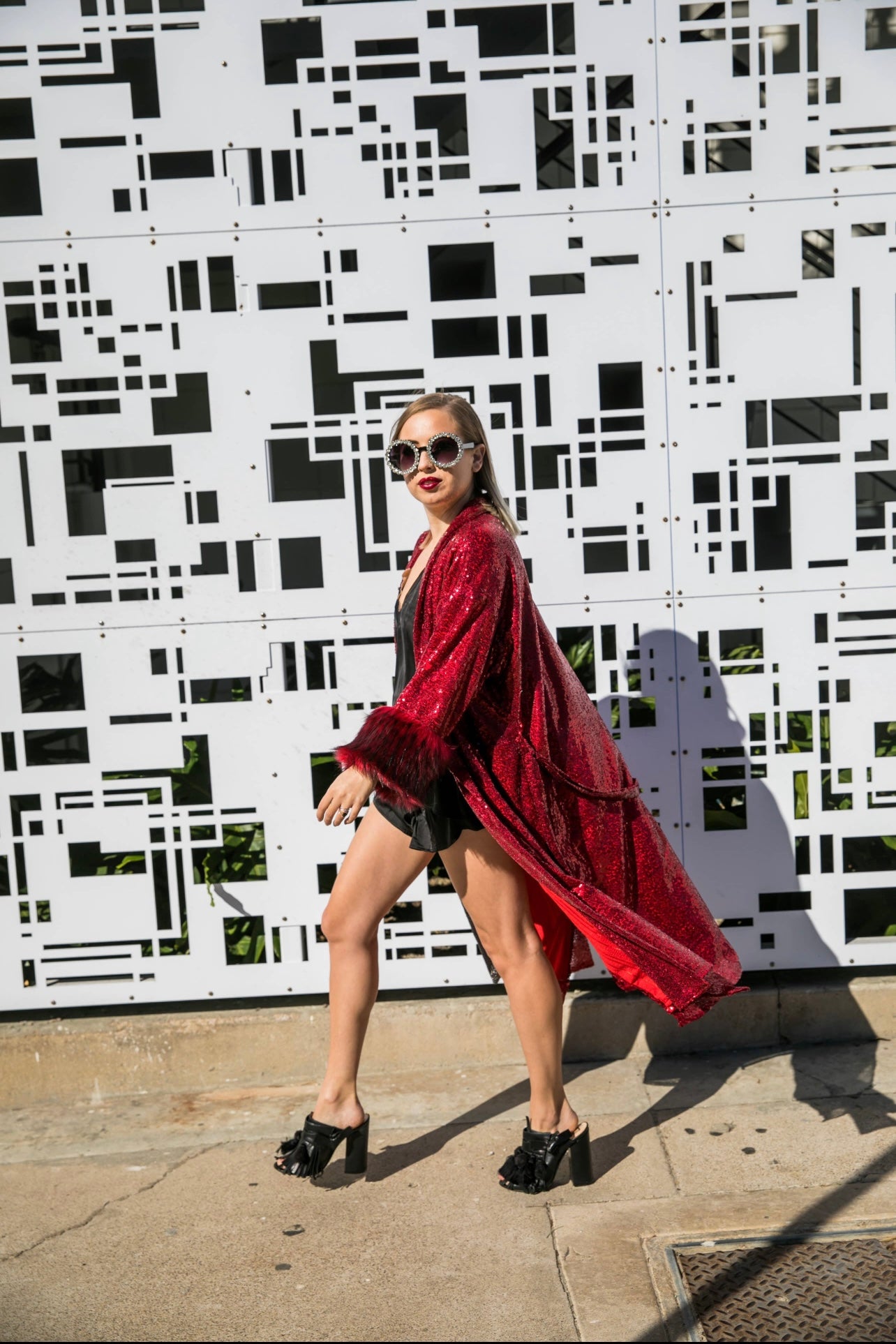 Ruby Sequin Koi Kimono