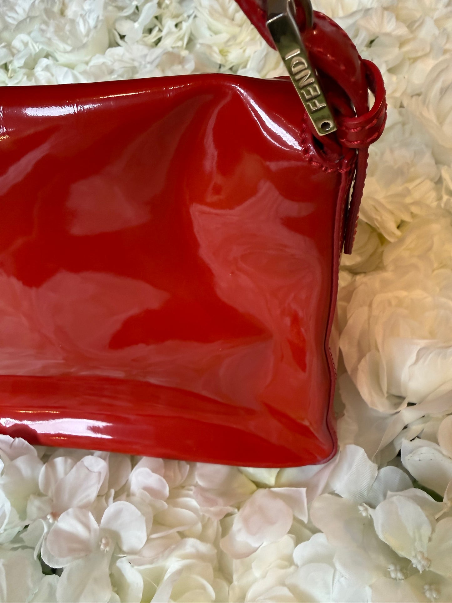 Fendi Mamma Baguette Red Patent Leather Handbag