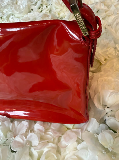 Fendi Mamma Baguette Red Patent Leather Handbag