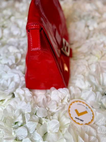 Fendi Mamma Baguette Red Patent Leather Handbag