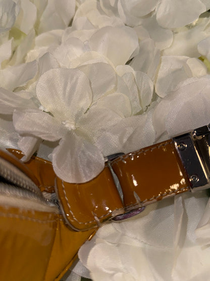 Chanel Mustard Chocolate Bar Handbag Patent Leather Vintage