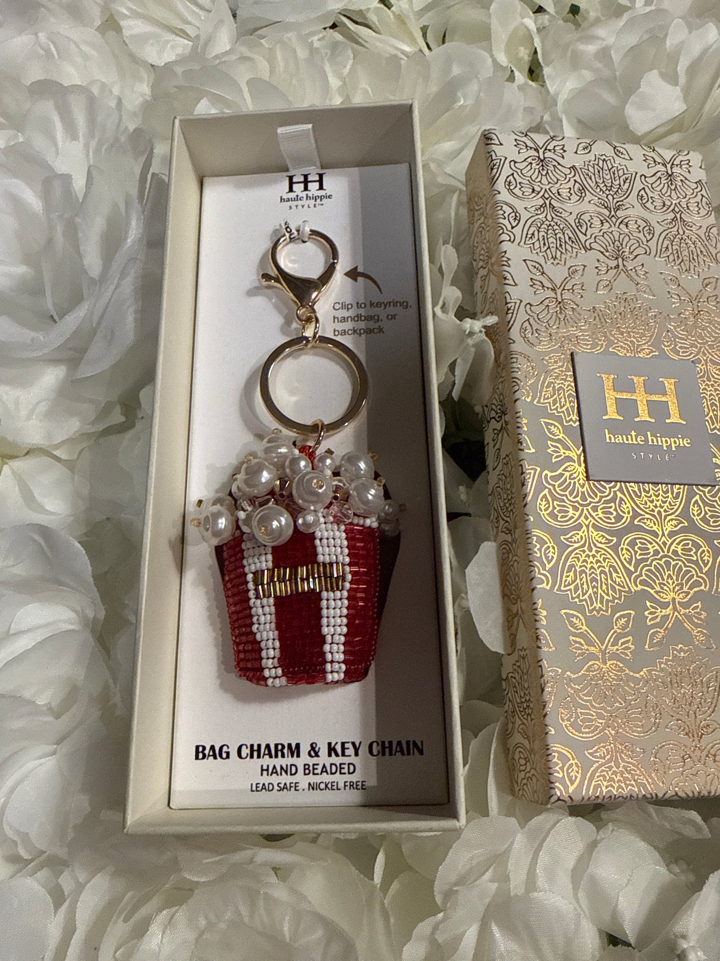 Popcorn Beaded Bag Charm