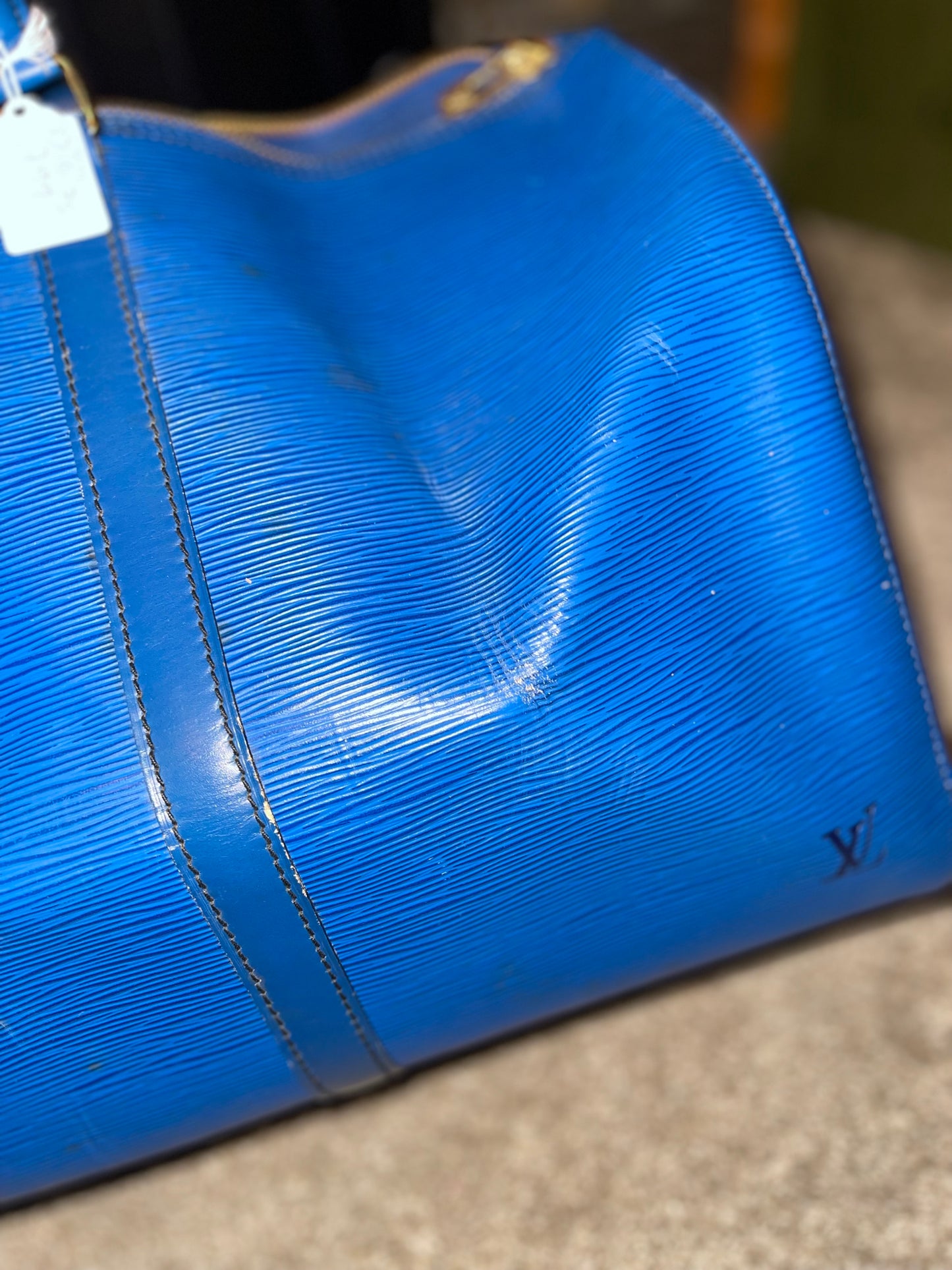 Louis Vuitton Blue Epi Leather Keepall 60 Tote Bag Vintage