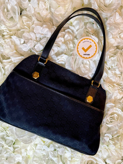 Gucci Charmy GG Black Canvas Handbag Vintage