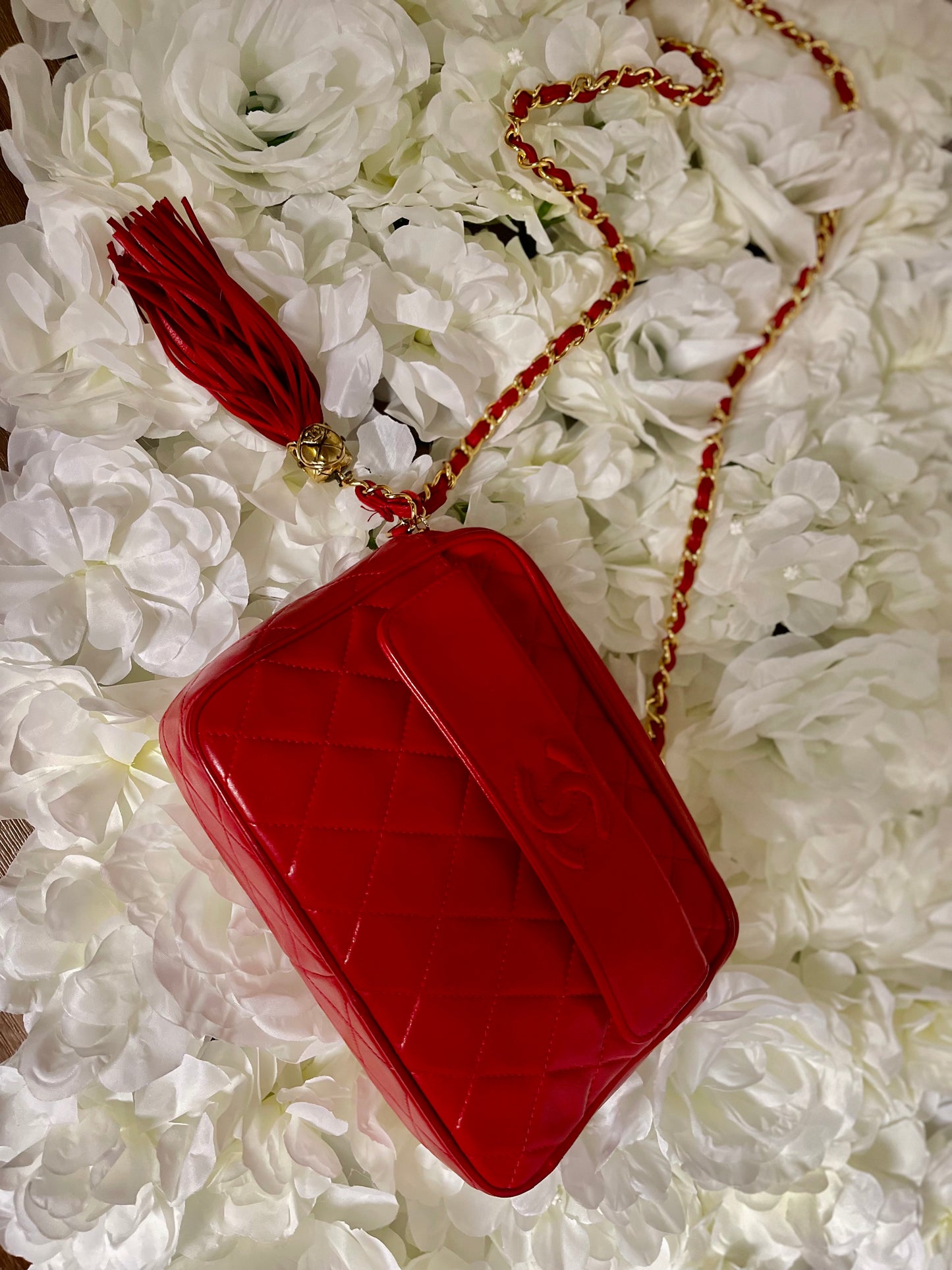 Chanel Red Lambskin Camera Bag-Vintage