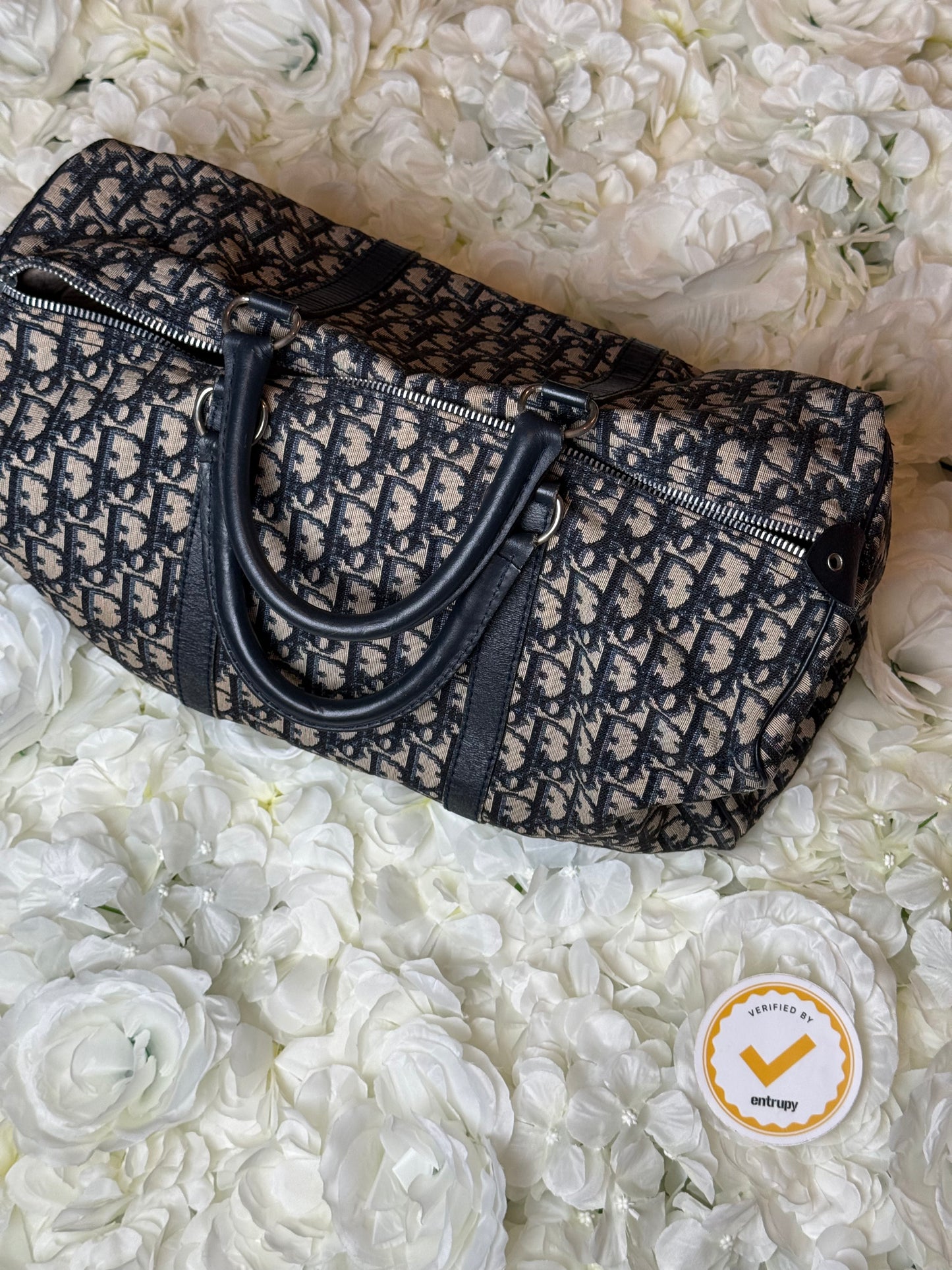 Christian Dior Trotter Canvas Boston Bag Large Vintage