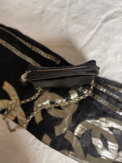 Chanel Black Satin Camera Bag With Tassel Vintage