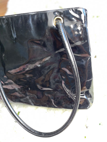 Chanel Black Patent Leather Handbag Tote Vintage