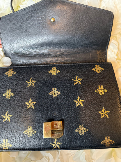 Gucci Sylvie Web Gold Bee Handbag