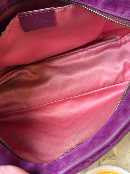 Gucci GG Matelasse Velvet Marmont Purple Crossbody Bag