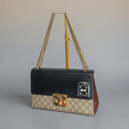 Gucci Padlock Canvas GG Chain Shoulder Handbag