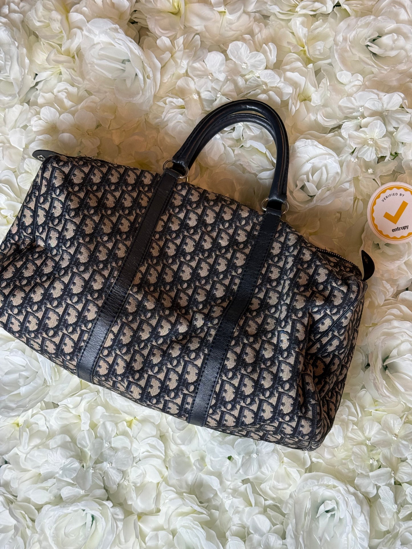 Christian Dior Trotter Canvas Boston Bag Large Vintage