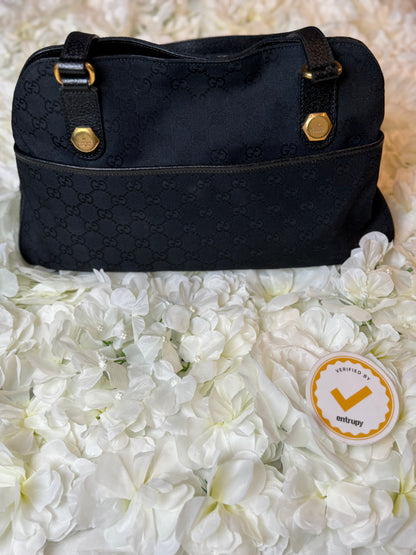 Gucci Charmy GG Black Canvas Handbag Vintage