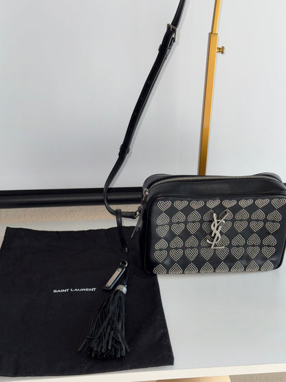 Saint Laurent Black Heart Studded Camera Shoulder Bag YSL