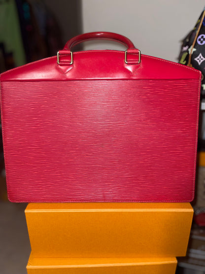 Louis Vuitton Epi Leather Red Handbag Business Tote