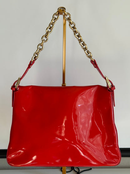 Fendi Mamma Baguette Red Patent Leather Handbag