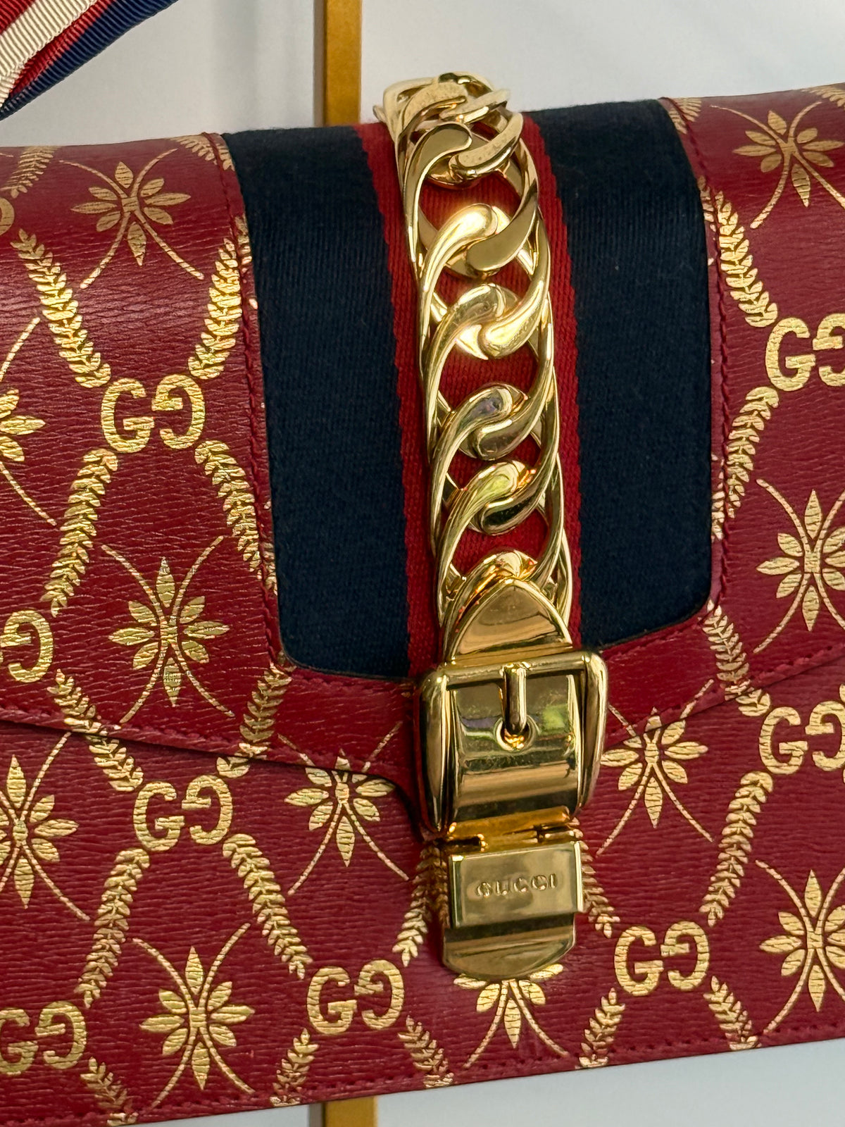 Gucci Sylvie Red GG Limited Edition Crossbody Handbag