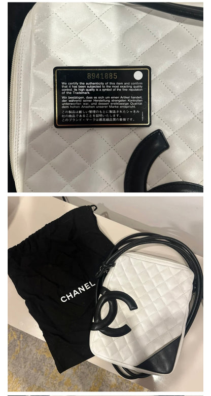 Chanel Ligne Cambon Messenger Crossbody Bag Black and White Vintage