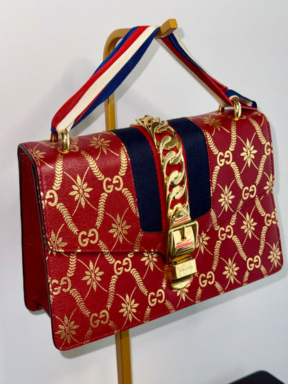Gucci Sylvie Red GG Limited Edition Crossbody Handbag