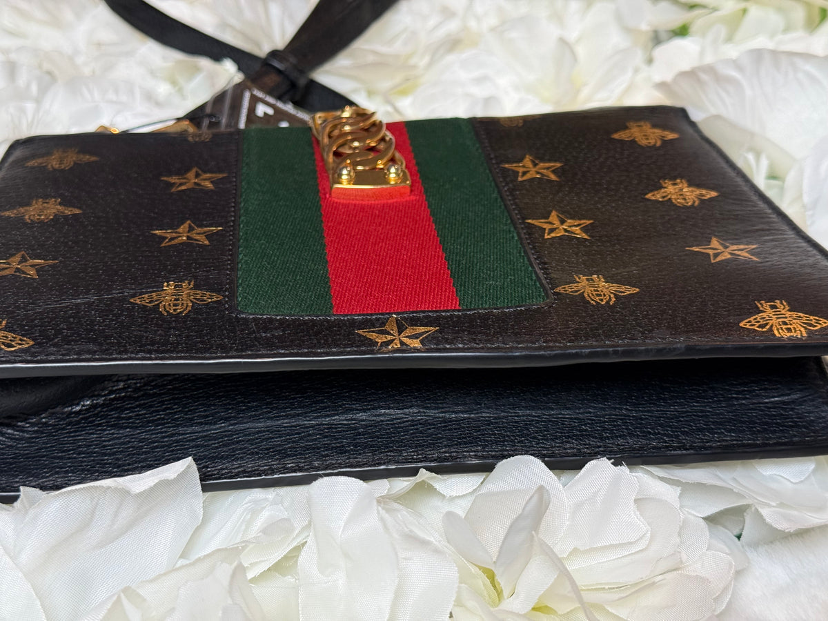 Gucci Sylvie Web Gold Bee Handbag