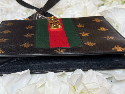 Gucci Sylvie Web Gold Bee Handbag