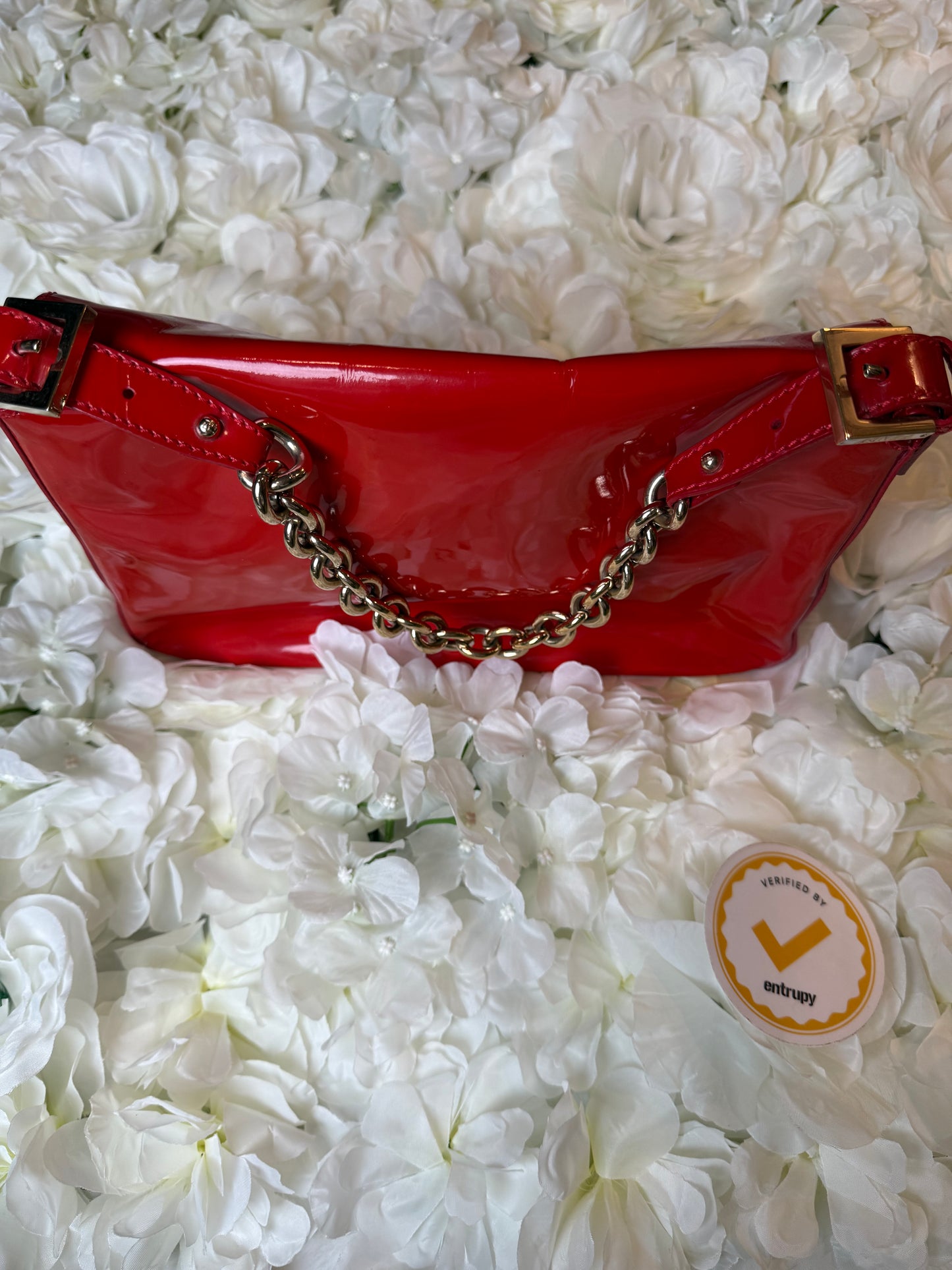 Fendi Mamma Baguette Red Patent Leather Handbag