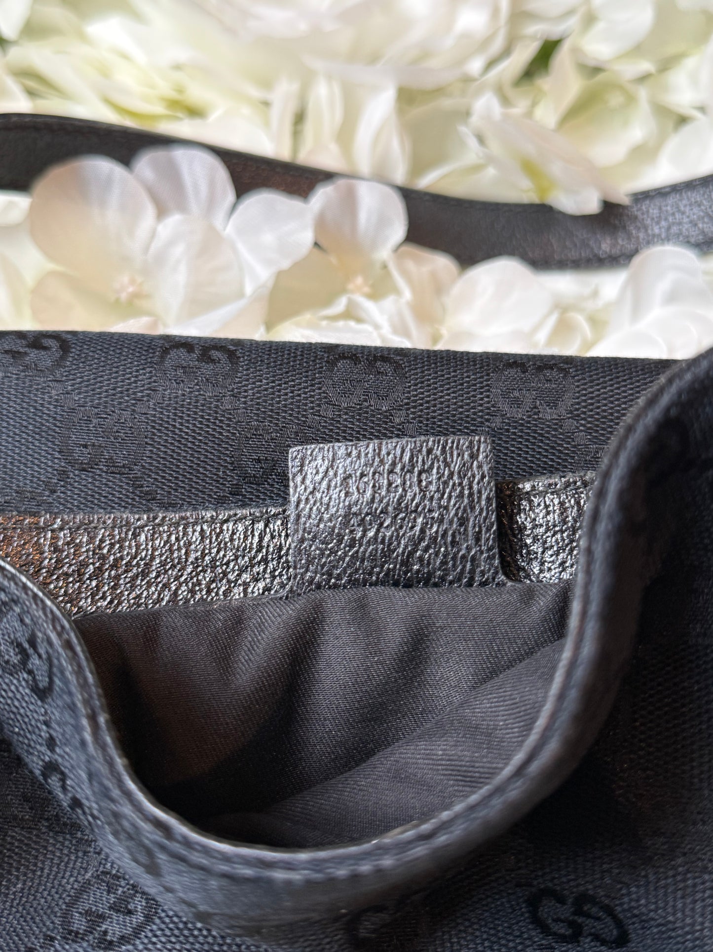 Gucci Charmy GG Black Canvas Handbag Vintage