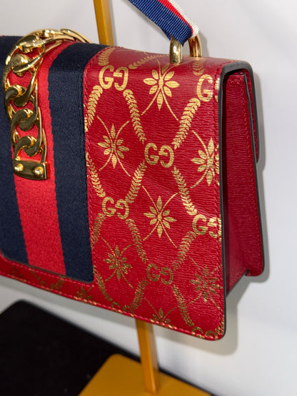 Gucci Sylvie Red GG Limited Edition Crossbody Handbag