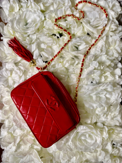 Chanel Red Lambskin Camera Bag-Vintage