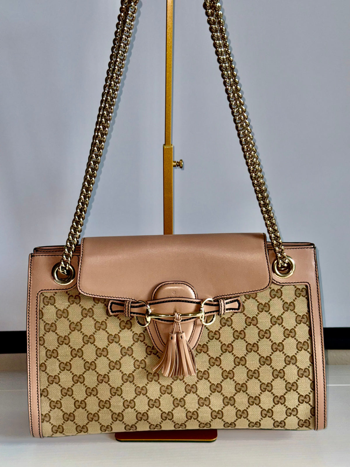 Gucci Emily Pink GG Crossbody Chain Shoulder Bag