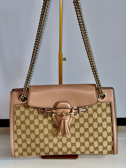 Gucci Emily Pink GG Crossbody Chain Shoulder Bag