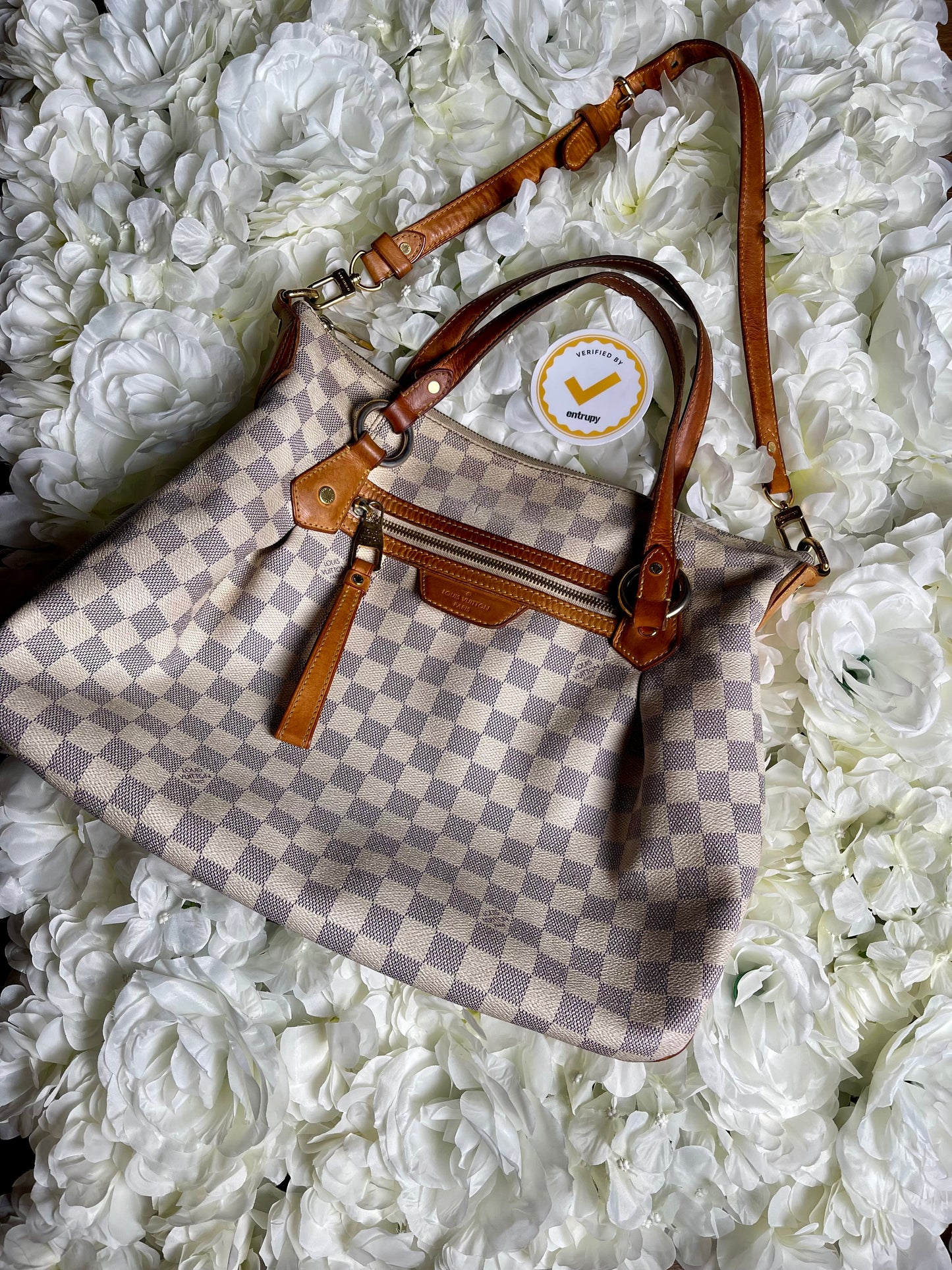 Louis Vuitton Evora Satchel Handbag Damier Azur- Vintage