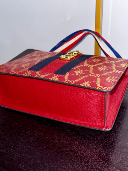 Gucci Sylvie Red GG Limited Edition Crossbody Handbag