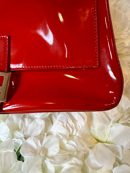 Fendi Mamma Baguette Red Patent Leather Handbag