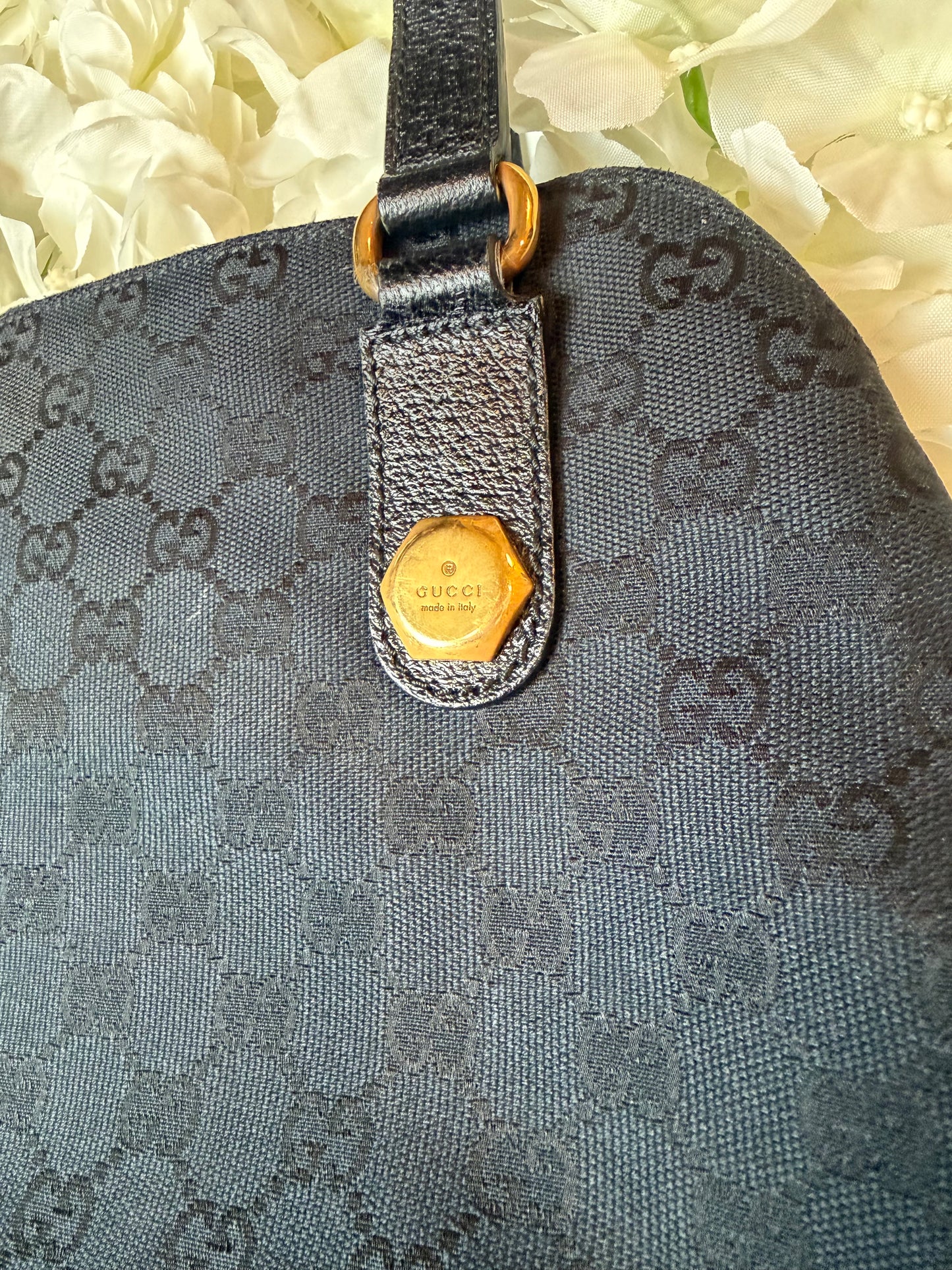 Gucci Charmy GG Black Canvas Handbag Vintage
