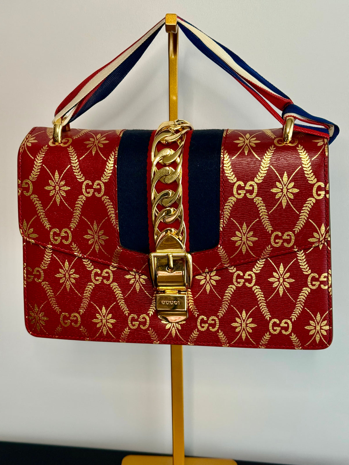 Gucci Sylvie Red GG Limited Edition Crossbody Handbag