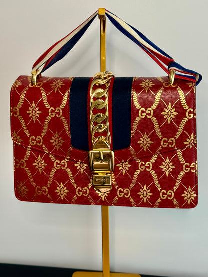 Gucci Sylvie Red GG Limited Edition Crossbody Handbag