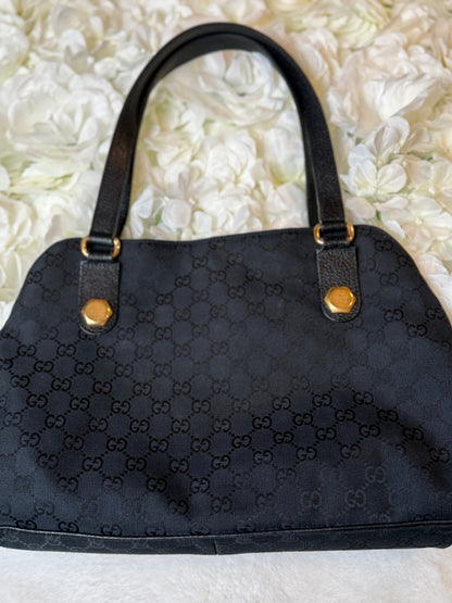 Gucci Charmy GG Black Canvas Handbag Vintage