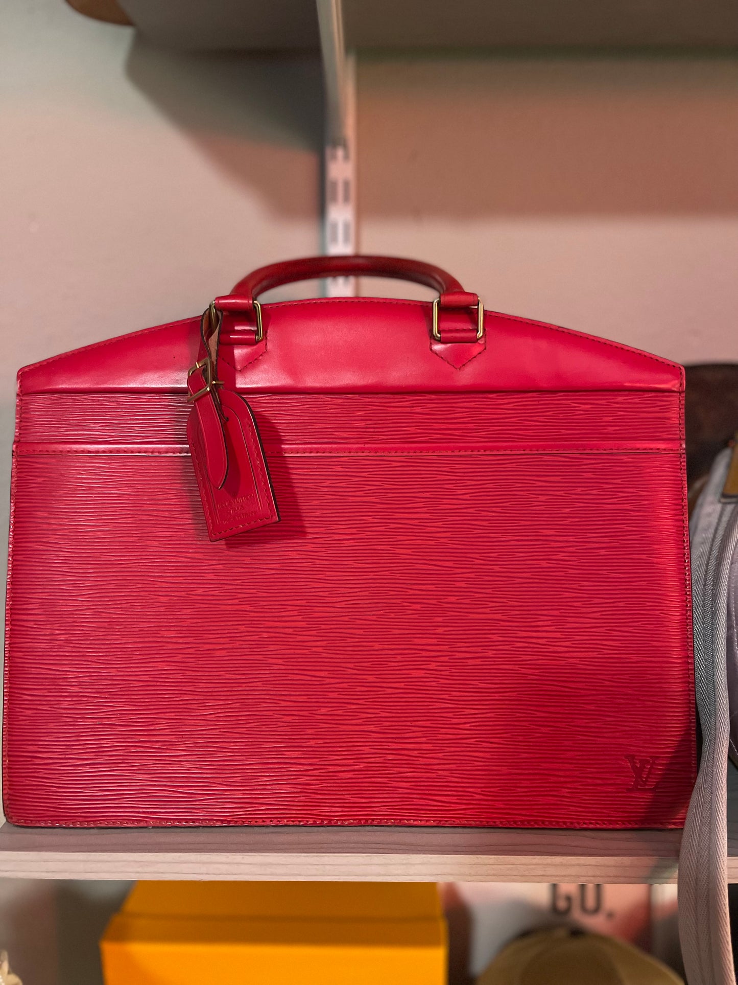 Louis Vuitton Epi Leather Red Handbag Business Tote