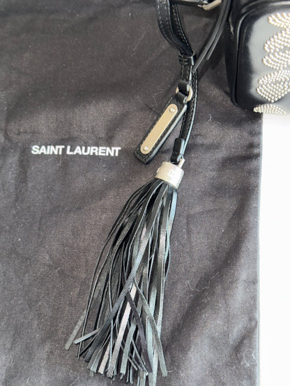 Saint Laurent Black Heart Studded Camera Shoulder Bag YSL