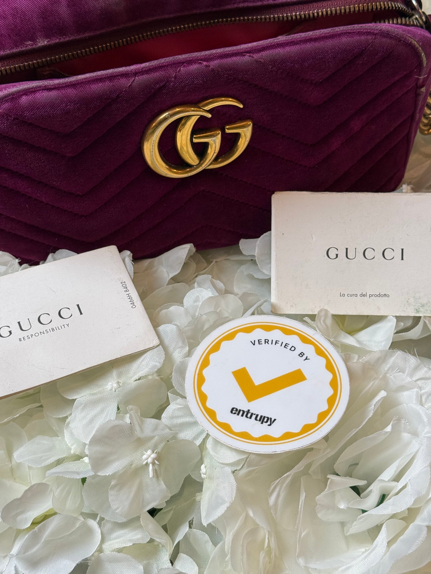 Gucci GG Matelasse Velvet Marmont Purple Crossbody Bag
