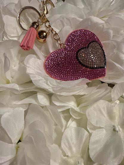 Rhinestone Pink Heart Bag Charm